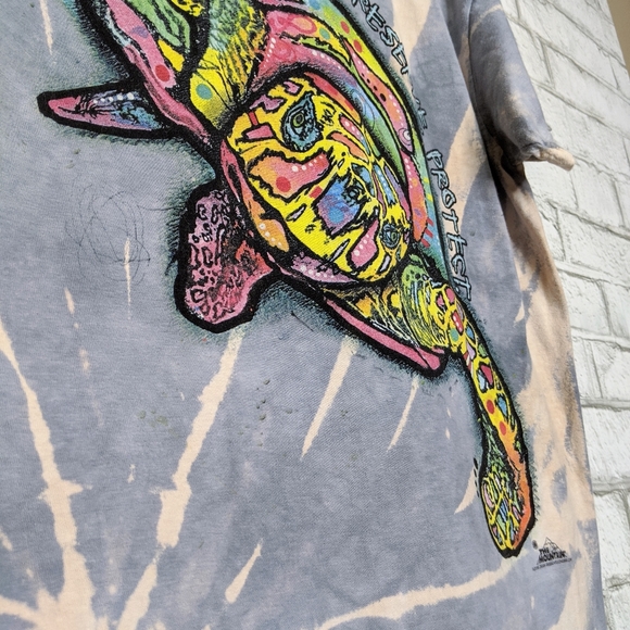 Turtle Animal Sea Ocean Bleach Tie Dye T-shirt - Picture 2 of 5